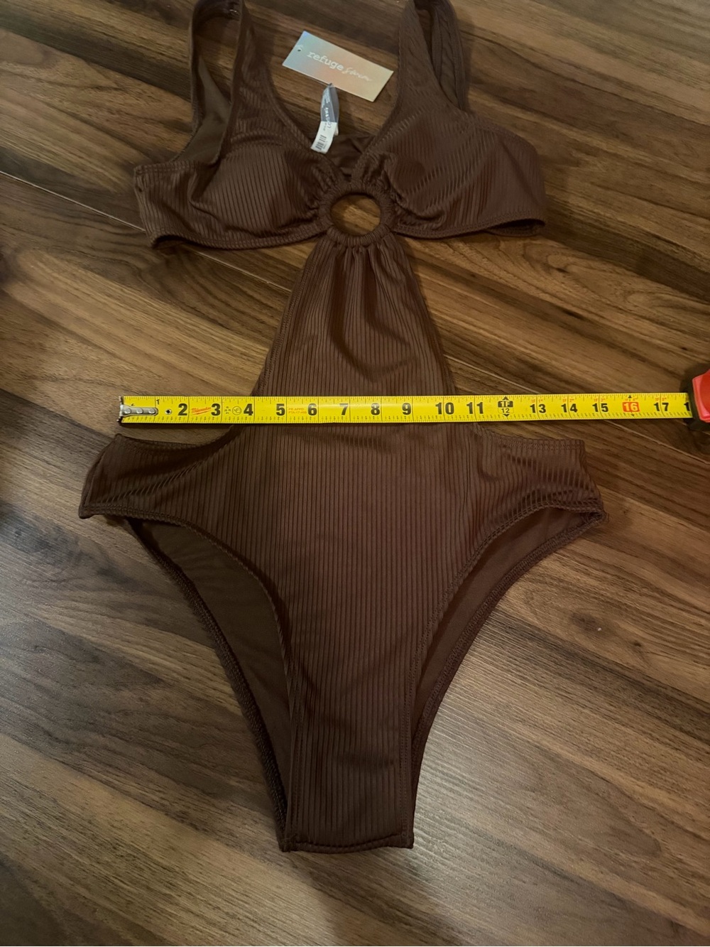 refuge Brown Ribbed One-Piece Swimsuit Bathing Suit